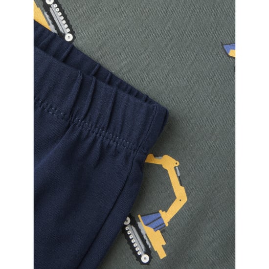 Name It Pijama largo de niño nmmnightset Gris/Azul oscuro con estampado de excavadoras - Image 2