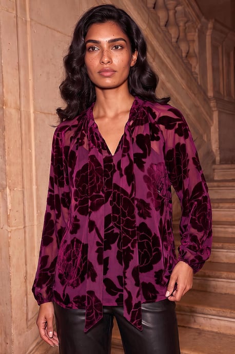 Top floral de burnout con lazo delantero - Image 2