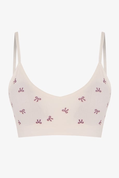 Bralette sin costuras con relleno extraíble y estampado de encaje - Image 5