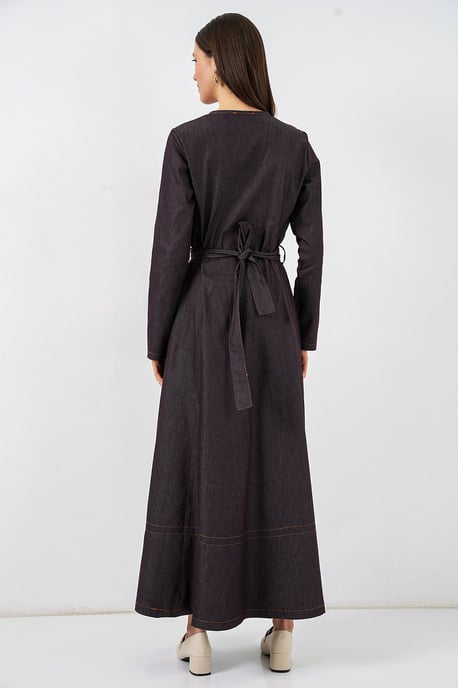 Vestido midi vaquero con cinturón - Image 5