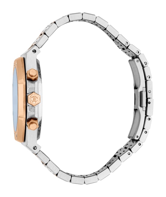 ROBERTO CAVALLI Reloj de hombre, caja en color plateado y dorado rosa bicolor, esfera azul oscuro, brazalete metálico en color plateado y dorado rosa bicolor, cronógrafo, 3 ATM - Image 3