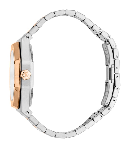 ROBERTO CAVALLI Reloj de hombre, caja bicolor en tonos plateado y oro rosa, esfera plateada, brazalete metálico bicolor en tonos plateado y oro rosa, 3 agujas, fecha, 3 ATM - Image 3