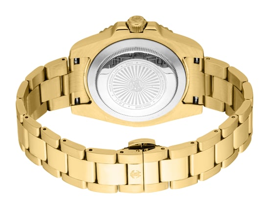 ROBERTO CAVALLI Reloj para hombre, caja de color dorado, esfera negra, brazalete metálico de color dorado, 3 agujas, fecha, 5 ATM - Image 2