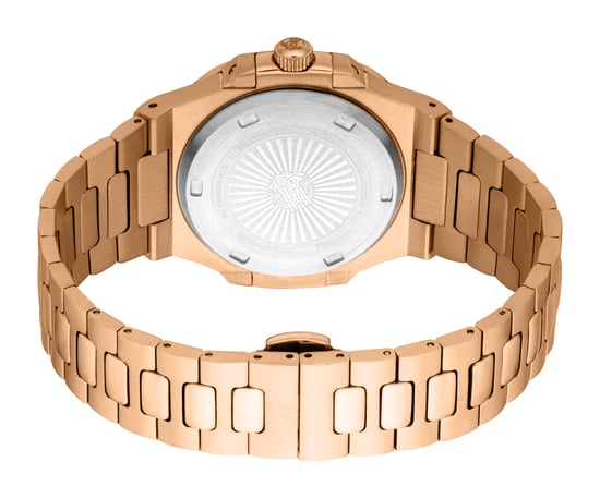 ROBERTO CAVALLI Reloj para hombre, caja de color oro rosa, esfera negra, brazalete metálico de color oro rosa, 3 agujas, fecha, 3 ATM - Image 2