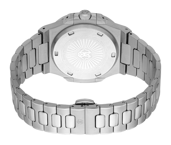 ROBERTO CAVALLI Reloj para hombre, caja de color plateado, esfera azul oscuro, brazalete metálico de acero inoxidable, 3 agujas, fecha, 3 ATM - Image 2