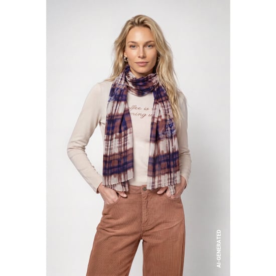 Monari bufanda con estampado de cuadros 810265 554 estampado tiramisú - Image 6