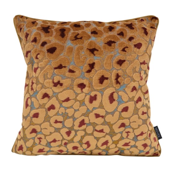 NOVÉE Leopard funda de cojín marrón/burdeos | 45x45 cm | terciopelo/poliéster - Image 1