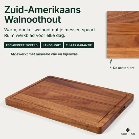 Sophior Tabla de cortar de madera nogal, 42×30×2,8 cm - Image 2
