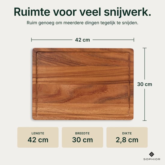 Sophior Tabla de cortar de madera nogal, 42×30×2,8 cm - Image 4