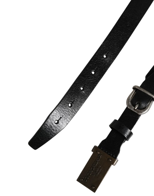 Dolce & Gabbana Cinturón clásico de cuero para hombre con hebilla con logo, negro - Image 6
