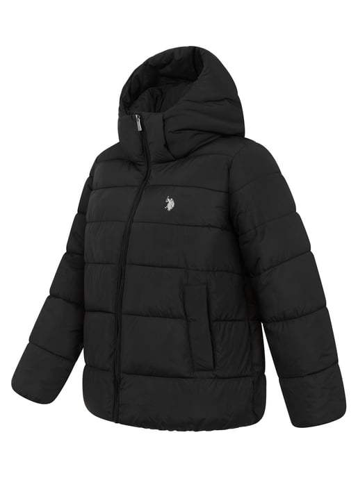 Chaqueta acolchada de invierno U.S. POLO ASSN. mujer – capucha forrada y cuello alto - Image 2