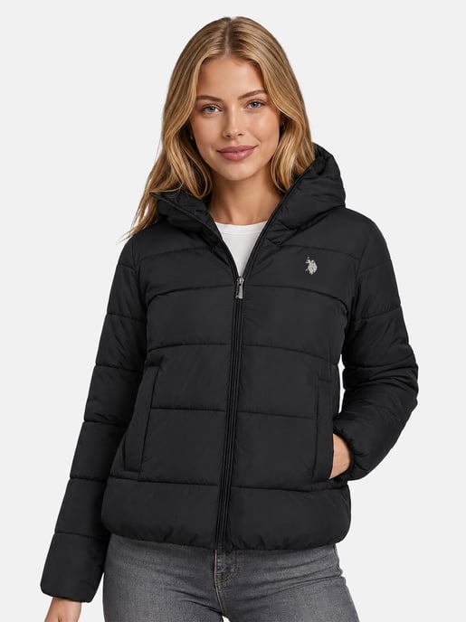 Chaqueta acolchada de invierno U.S. POLO ASSN. mujer – capucha forrada y cuello alto - Image 5