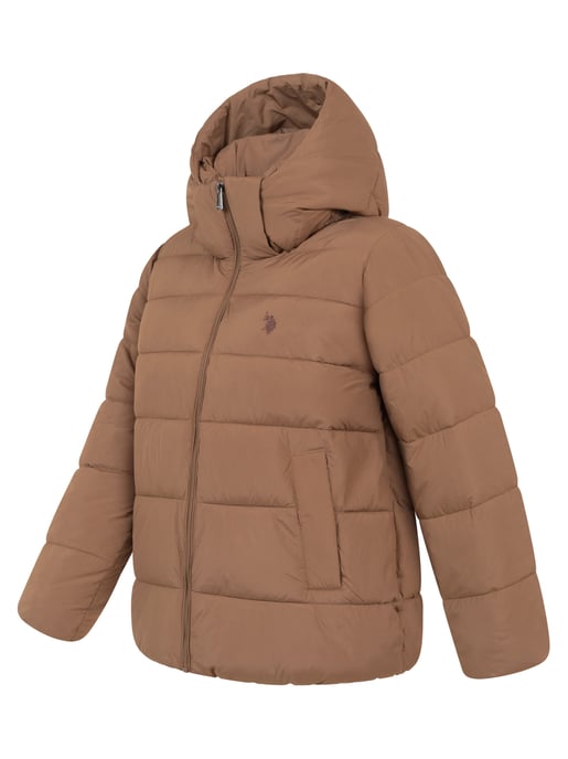 Chaqueta acolchada de invierno U.S. POLO ASSN. mujer – capucha forrada y cuello alto - Image 2