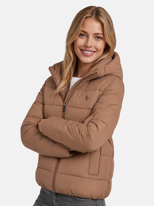Chaqueta acolchada de invierno U.S. POLO ASSN. mujer – capucha forrada y cuello alto - Image 6