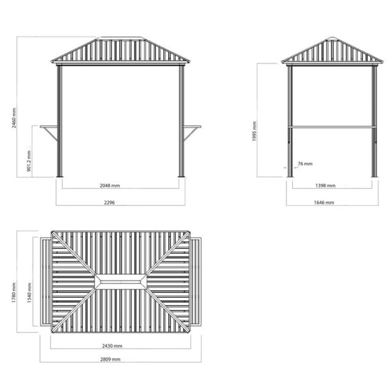Sojag Dakota 68 pabellón de barbacoa de aluminio con 2 estantes laterales 2x2,5 m - Image 5