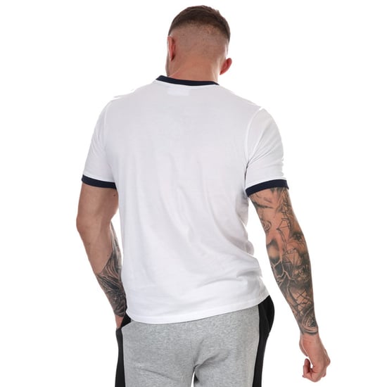 Men's Fila Marconi Essential Ringer T-Shirt in White Navy - Image 2