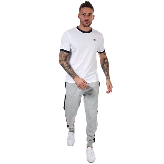 Men's Fila Marconi Essential Ringer T-Shirt in White Navy - Image 3