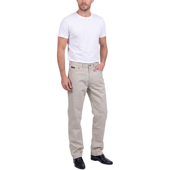 FARAH CLASSIC FABS5029 Pantalón de hombre de frente liso, corte recto, caqui 363, sarga de algodón - Image 1
