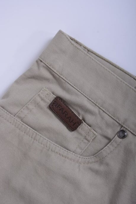 FARAH CLASSIC FABS5029 Pantalón de hombre de frente liso, corte recto, caqui 363, sarga de algodón - Image 3