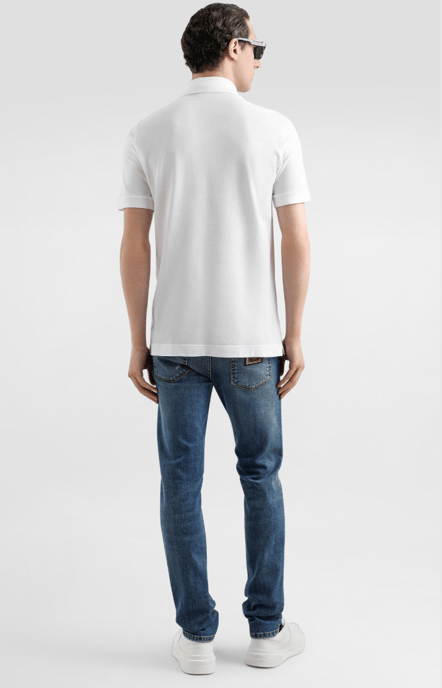 Dolche&Gabanna Polo de jersey de algodón con etiqueta metálica de la marca Blanco - Image 4