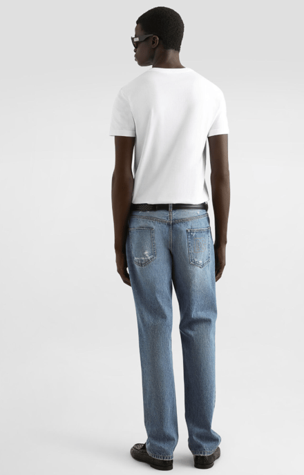 Dolche&Gabanna Camiseta de punto de algodón con etiqueta metálica de la marca Blanca - Image 3