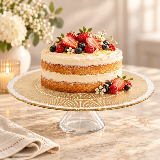 Casa di Elturo Aurelia expositor de tartas con pie – fuente de cristal para tartas – – Ø 33 x Al. 10,3 cm - Image 2