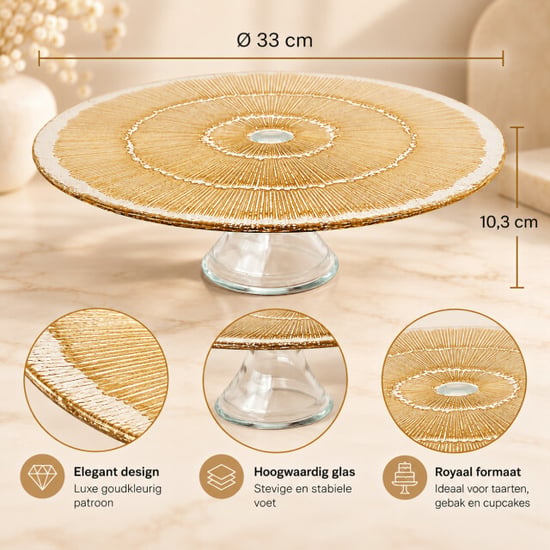 Casa di Elturo Aurelia expositor de tartas con pie – fuente de cristal para tartas – – Ø 33 x Al. 10,3 cm - Image 3
