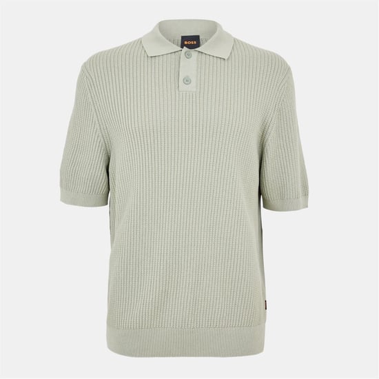 Camisa de hombre Boss con cuello de polo, manga corta y corte regular en Open Green - Image 1
