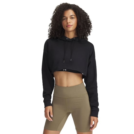 Under Armour Tery Cropped forro polar de mujer con cremallera de 1/4 en negro - Image 1