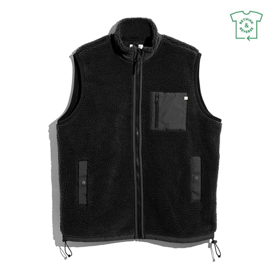 Chaleco de hombre Farah Grant con estampado liso y cordón en negro - Image 1