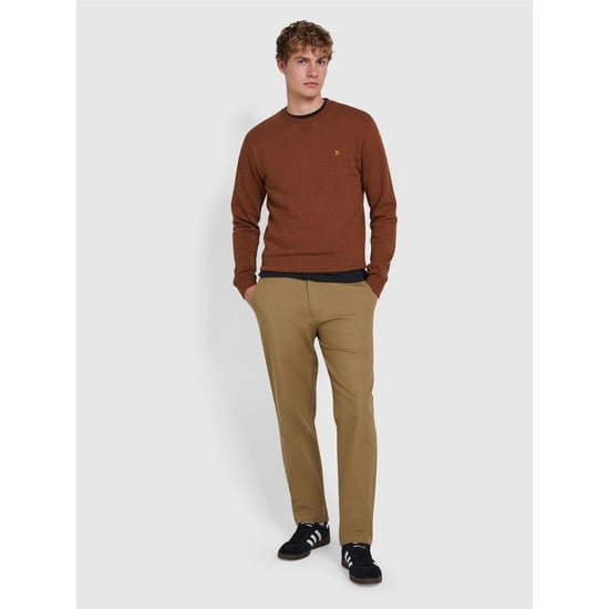 Sudadera de hombre Farah con cuello redondo en color teca oscuro - Image 2