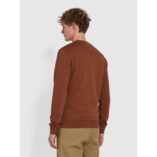 Sudadera de hombre Farah con cuello redondo en color teca oscuro - Image 3