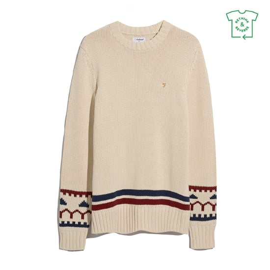 Jersey de hombre Farah Alverstone de corte regular y manga larga en color crema - Image 1