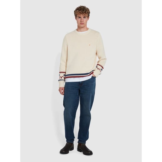 Jersey de hombre Farah Alverstone de corte regular y manga larga en color crema - Image 2
