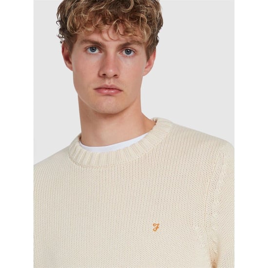 Jersey de hombre Farah Alverstone de corte regular y manga larga en color crema - Image 4