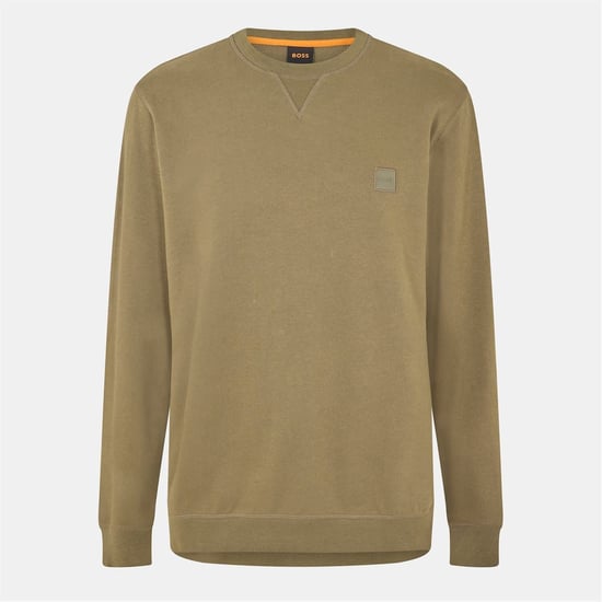 Boss Sudadera de hombre Westart de cuello redondo, algodón prémium en Open Green 342 - Image 1