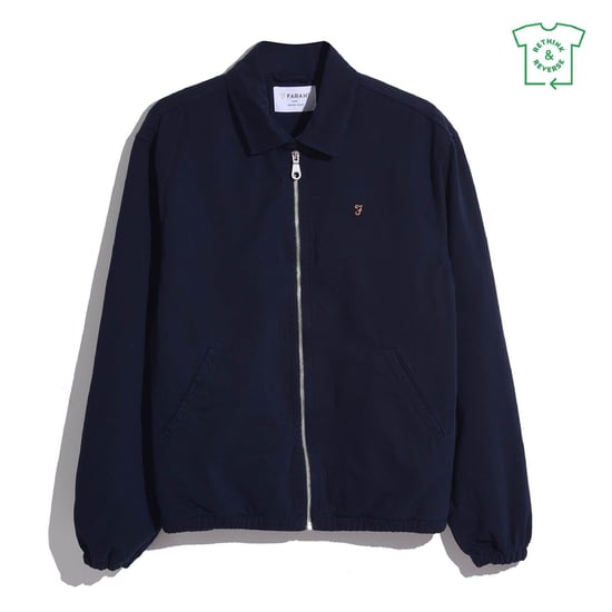 Sobrecamisa Farah Cane para hombre con estampado liso en True Navy - Image 1