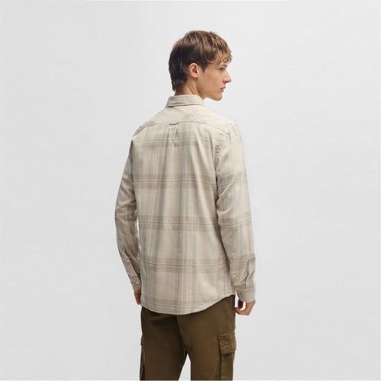 Boss Camisa de manga larga para hombre de corte regular en beige claro 273 - Image 2