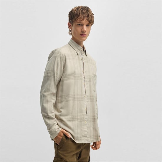 Boss Camisa de manga larga para hombre de corte regular en beige claro 273 - Image 4