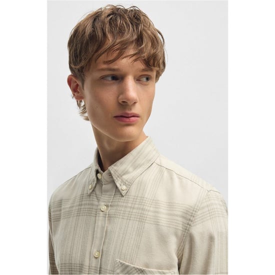 Boss Camisa de manga larga para hombre de corte regular en beige claro 273 - Image 5