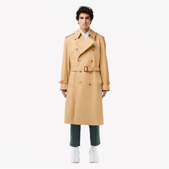 Abrigo trench de hombre Lacoste con estampado liso, cuello de solapas y en Croissant - Image 1
