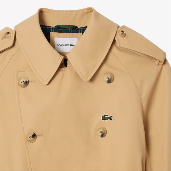 Abrigo trench de hombre Lacoste con estampado liso, cuello de solapas y en Croissant - Image 2