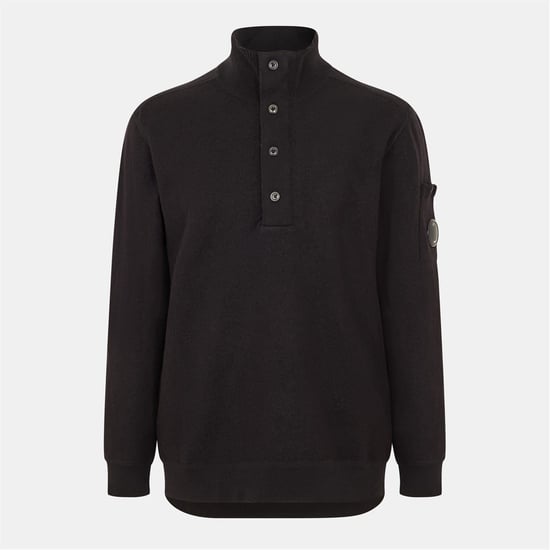 C.P. Company Jersey de hombre con cuello alto tipo mock, manga larga, negro 999 - Image 1