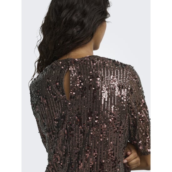 Jacqueline de Yong lola 2/4 sequin top jrs 15382815 rum raisin - Image 5
