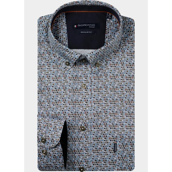 Giordano Camisa de hombre Verde Dino Satin Estampado gráfico elástico 627025/70 - Image 2