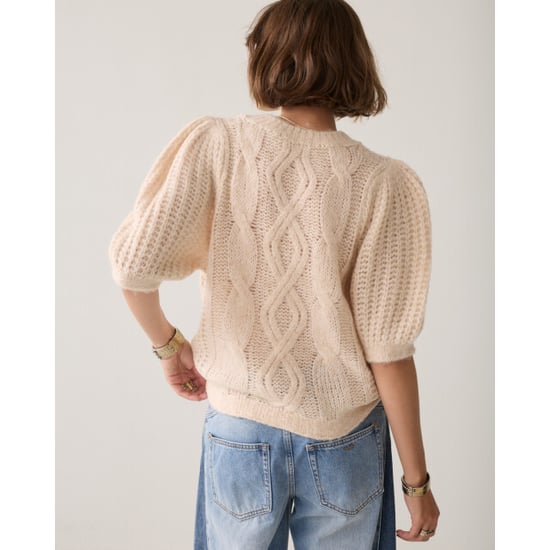 Summum Puff Sleeve Jersey Cozy Cable Knit Suéter 7s8041-70102 - Image 3