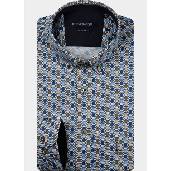 Giordano Camisa de hombre Dino Satin Stretch Geometric 627027/70 - Image 2