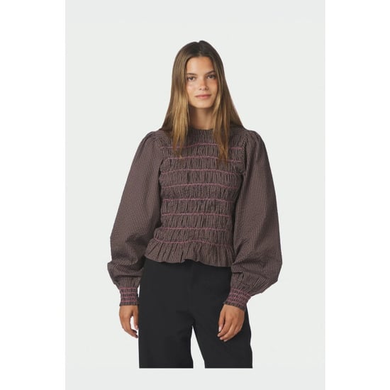 Neo Noir Oliana Check Blusa 170534 306 Dusty Brown - Image 3