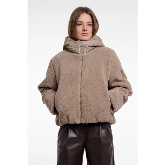 Rino & Pelle Jayla.7002613 Rino & Pelle chaqueta de materiales combinados con capucha mocha latte - Image 1