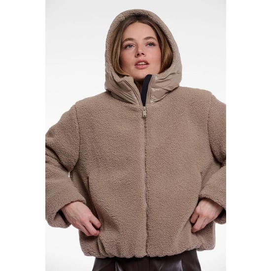Rino & Pelle Jayla.7002613 Rino & Pelle chaqueta de materiales combinados con capucha mocha latte - Image 4